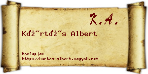 Kürtös Albert névjegykártya